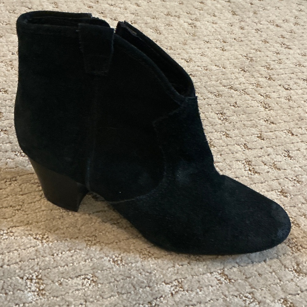 ASH shoes-Elegant Black Suede western yoked Ankle Boots